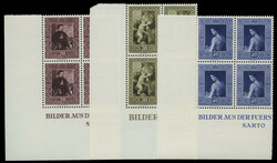 Gemälde 1952, kpl. Serie in postfrischen Kabinett-4er-Blocks aus der ...